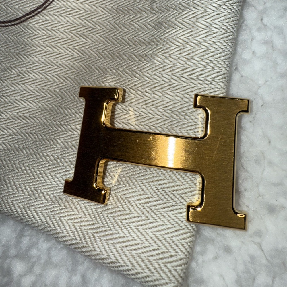 Hermes Blanc / Etoupe Reversible Belt Kit White Taupe Leather Gold H Buckle - Picture 12 of 16
